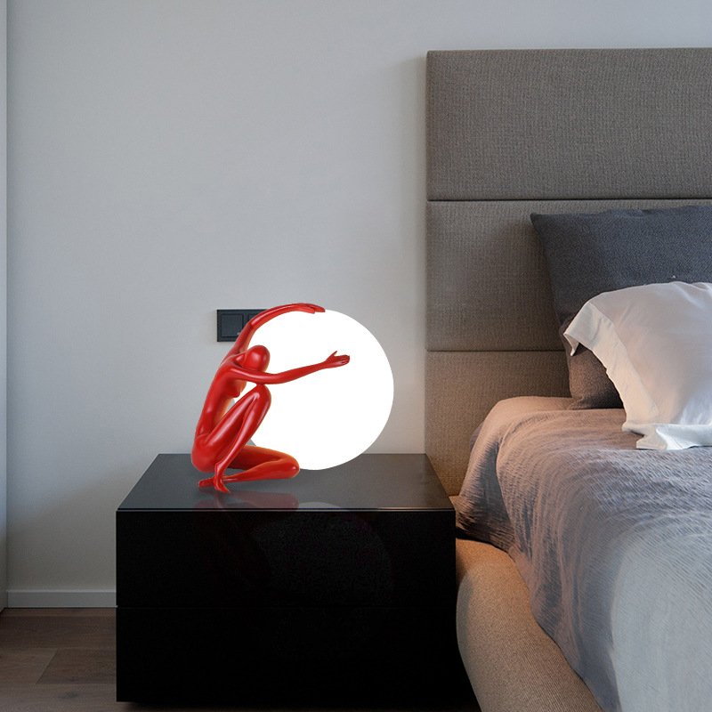 Kasanto Nordic Acrylic Ball Desks Lamp Resin Humanoid Arc Design Modern Led Room Night Lights For Home Decor Table Touch Lamps