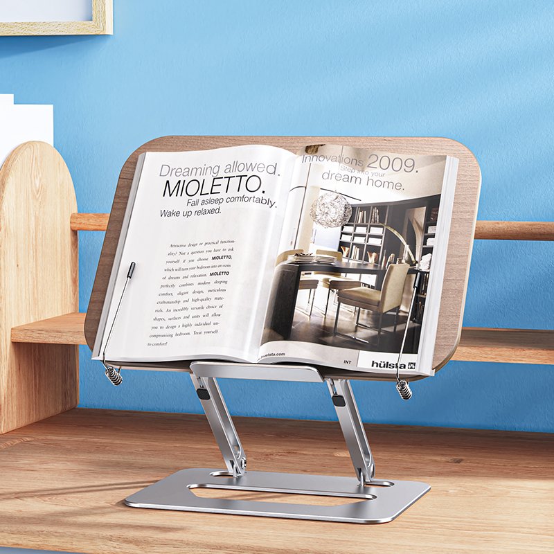 wooden Bookend walnut learning painting Multi-function height adjustable Folding metal holder Book Reading Stand for reading