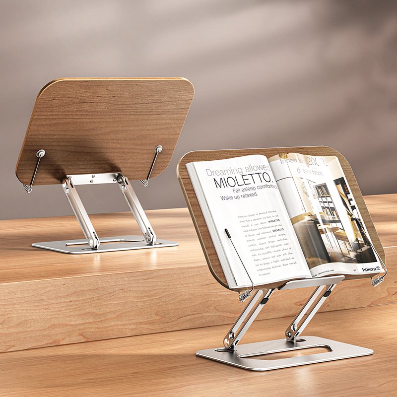 wooden Bookend walnut learning painting Multi-function height adjustable Folding metal holder Book Reading Stand for reading
