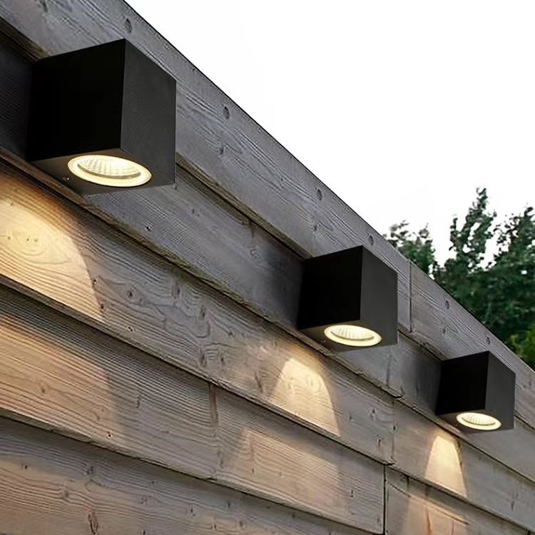 Led double round square waterproof wall lamp courtyard corridor balcony up and down lighting outdoor waterproof wall lamp