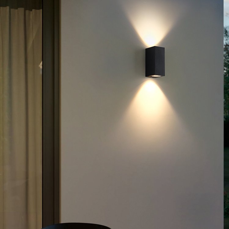 Led double round square waterproof wall lamp courtyard corridor balcony up and down lighting outdoor waterproof wall lamp