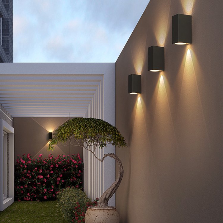 Led double round square waterproof wall lamp courtyard corridor balcony up and down lighting outdoor waterproof wall lamp