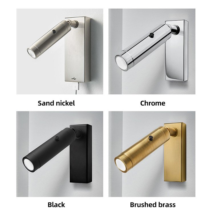 Cross-border spot USB mobile phone charging bedroom 3W bedside lamp hotel open mounted press switch LED reading wall lamp