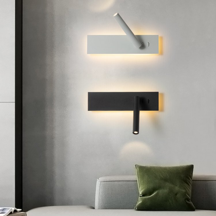 Bed wall lamp Bedroom creative with switch Strip rotary minimalist reading lamp Hotel living room TV wall lamp
