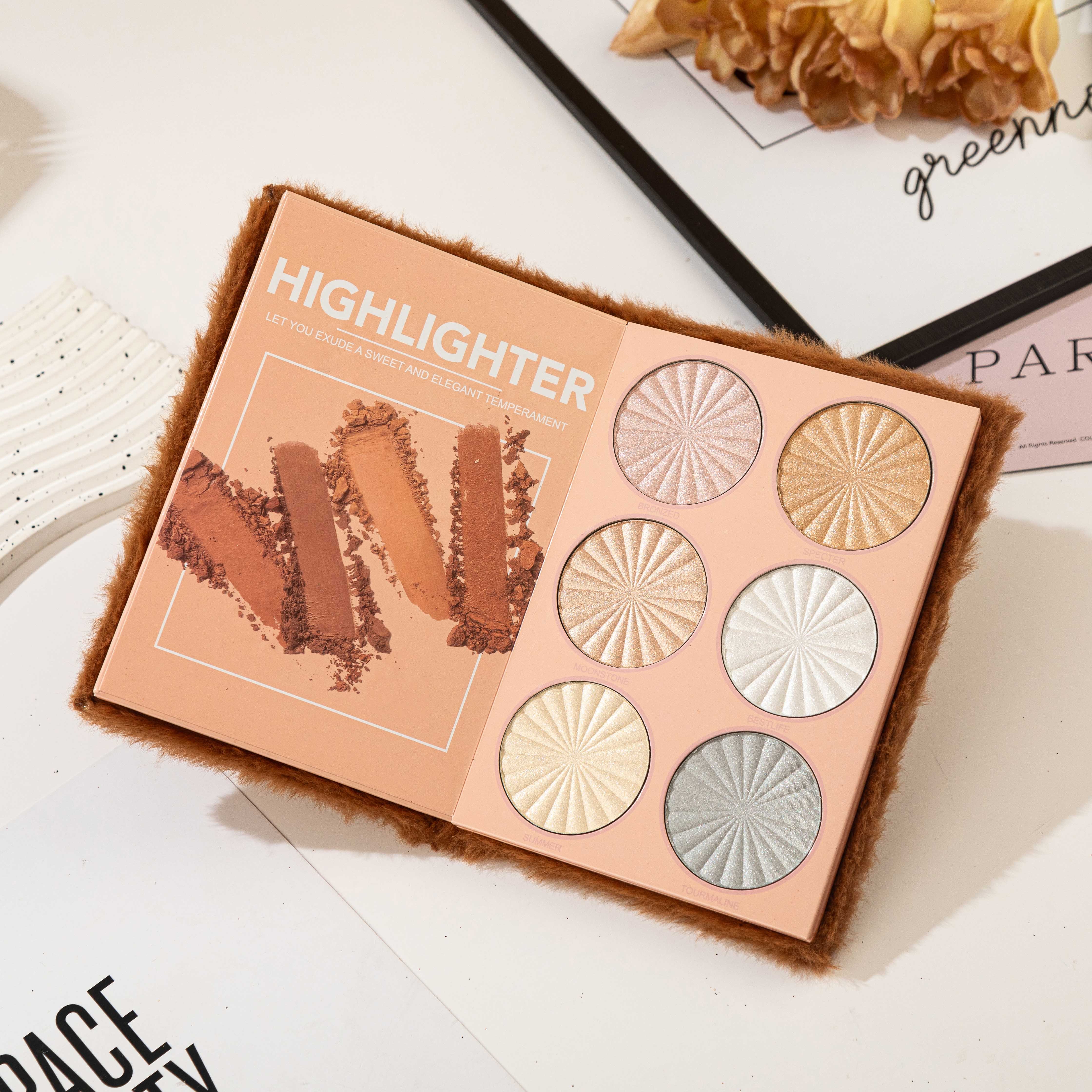 2024 New Arrival High Quality Eyeshadow Palette 4 in 1 Highlighter Blush 43 Colors Glitter Makeup Eye Shadow Book Private Label
