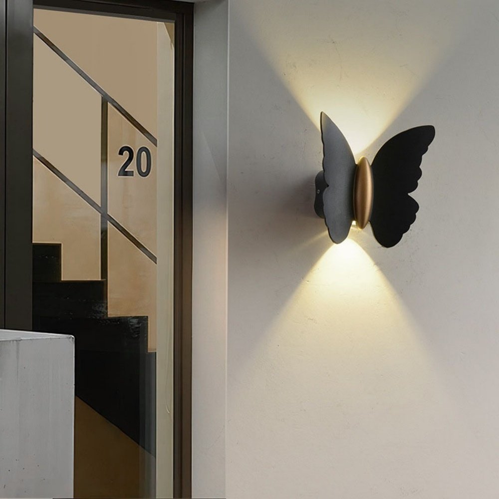 Modern Style LED Butterfly Waterproof Wall Lamp Creative Up And Down Lighting Study Bedroom Living Room Indoor And Outdoor