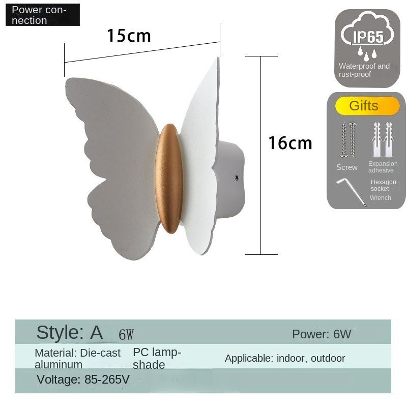 Modern Style LED Butterfly Waterproof Wall Lamp Creative Up And Down Lighting Study Bedroom Living Room Indoor And Outdoor