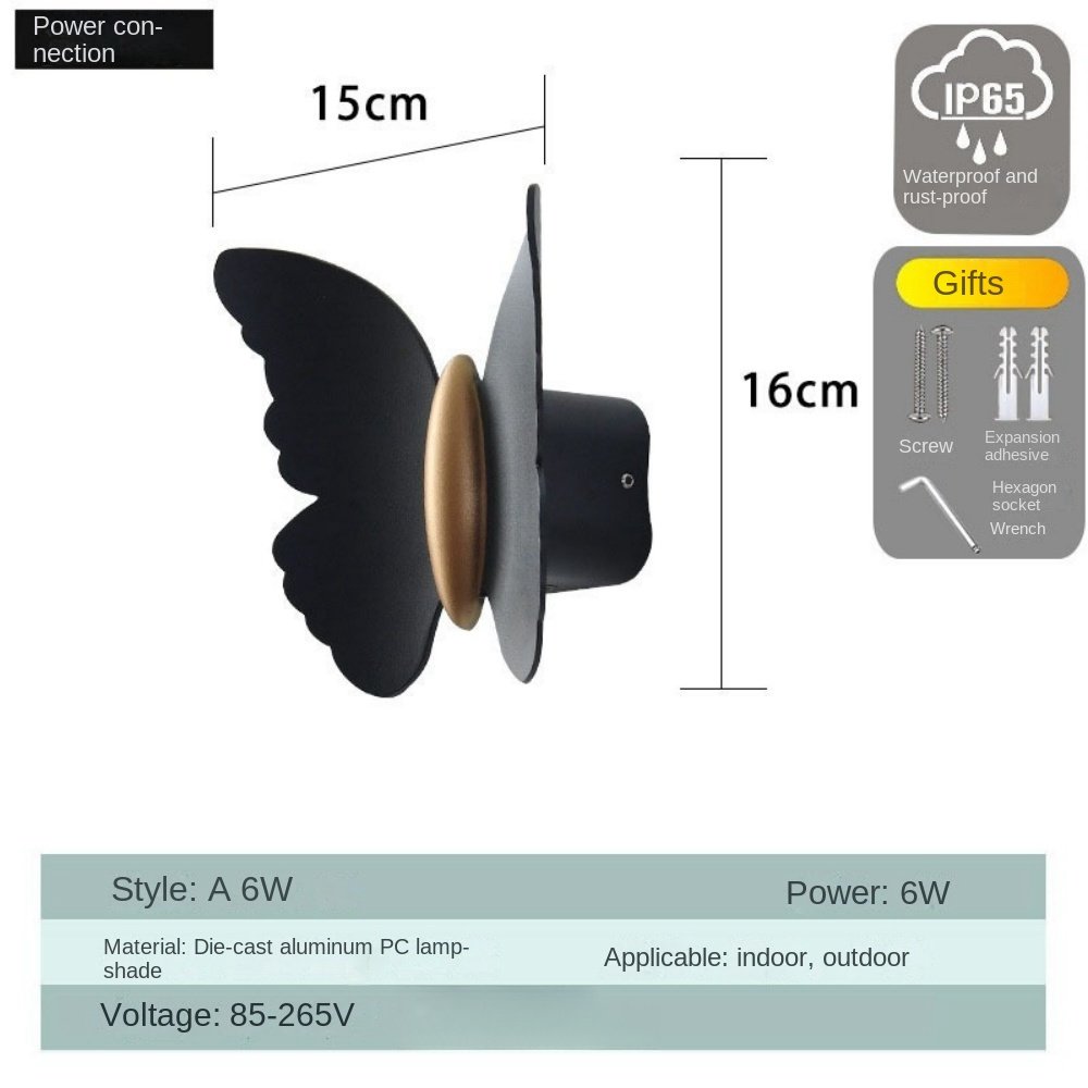 Modern Style LED Butterfly Waterproof Wall Lamp Creative Up And Down Lighting Study Bedroom Living Room Indoor And Outdoor