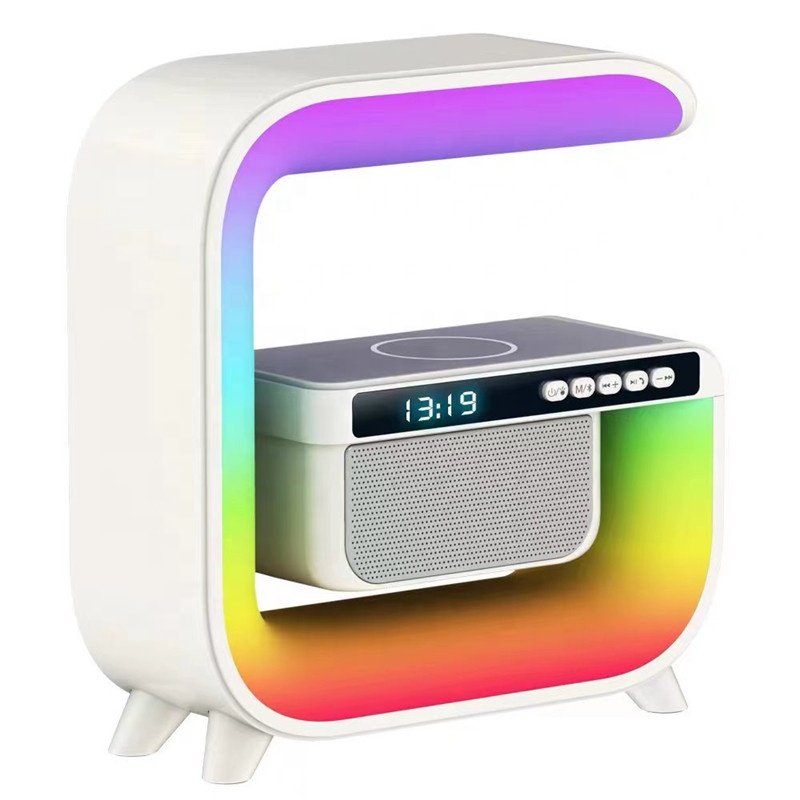 Lonvel New Design G Multi-function Wireless Speaker with Fast Wireless Charging Wake Up Lights G3 Speaker Rainbow Flashing Lamp