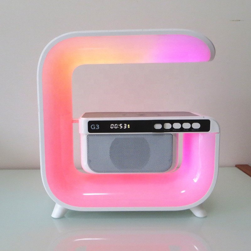 Lonvel New Design G Multi-function Wireless Speaker with Fast Wireless Charging Wake Up Lights G3 Speaker Rainbow Flashing Lamp