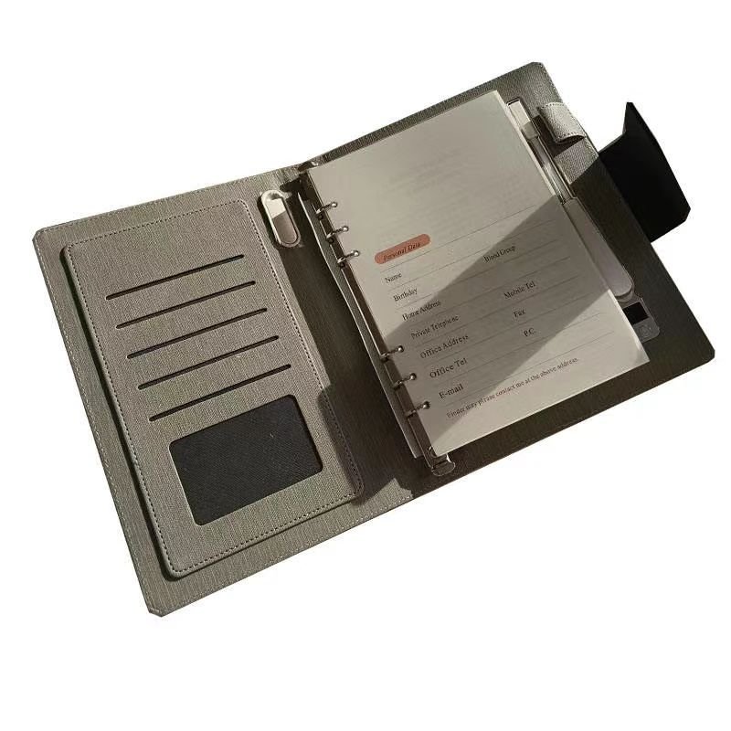 Multifunctional A5 PU Leather Wireless recharging Notebooks Rechargeable diary Customized Lighting Logo Power Bank Notebook