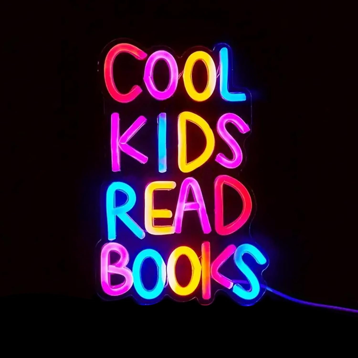 Tiger Rabbit Cool Children Reading Books Neon Light Signs Dimmable Switch Bedroom Decoration Reading Room Classroom Corner