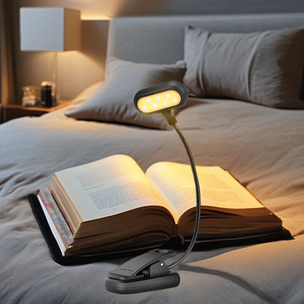 LOHAS Hot Sale Book Light Clip USB Rechargeable 14 LEDs Portable Mini Reading Light Flexible LED Reading Light for Books Laptop