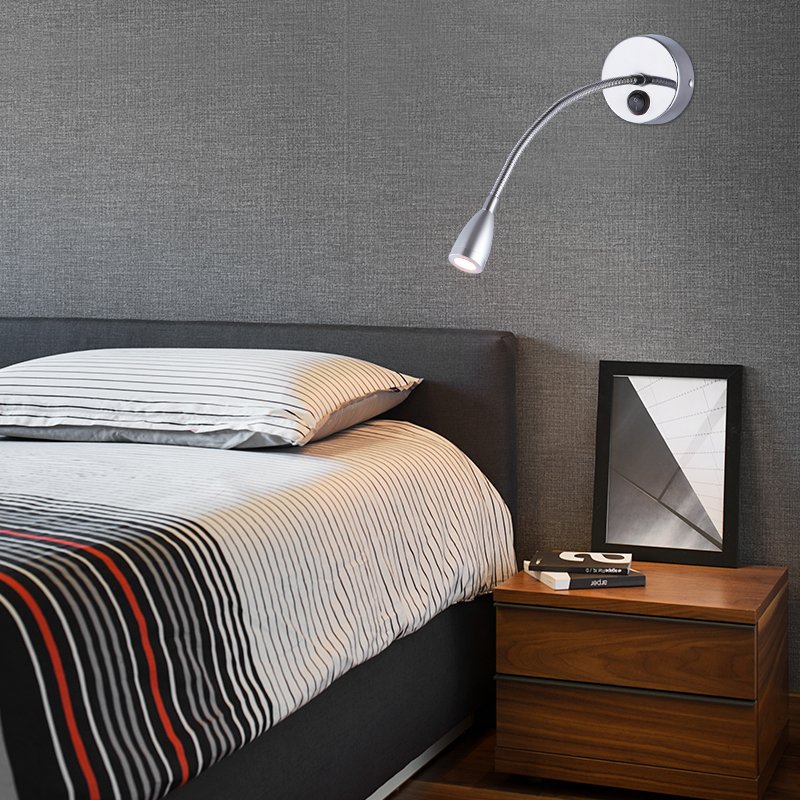 Wall Reading lamps Book Light for Reading in Bed LED Flexible Gooseneck Bed Lights Easy to Install silver wall light modern