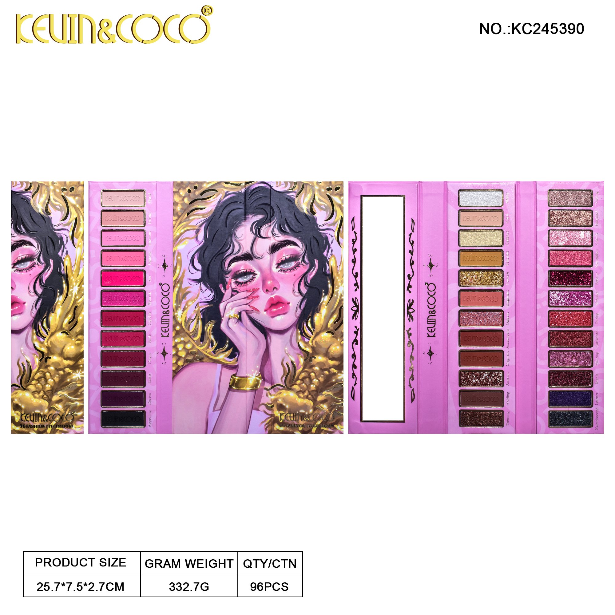 36 Color Fashion Girl Matte Eyeshadow Palette Book Glitter Blush Eye Shadow Professional Makeup for Festival Eyes Face