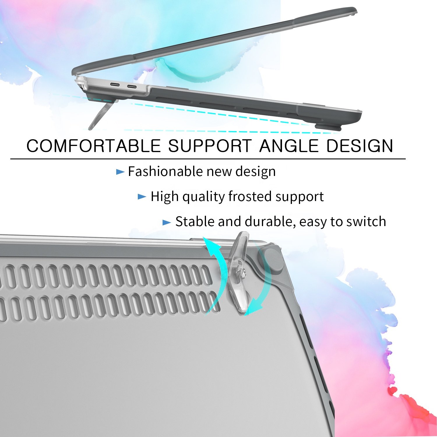 Slim Hard Shell Dual Layer Protective Cover with Fold Stand For Apple Macbook Pro 16 inch 2019 Laptops Case