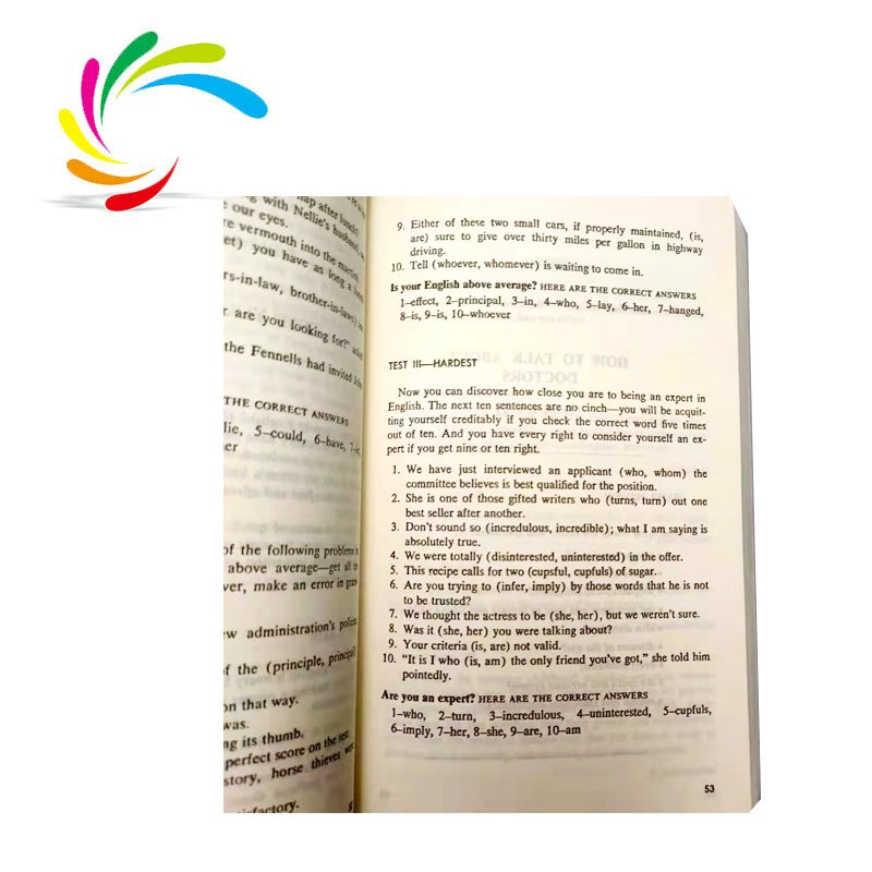 2022 New arrival paperback book light weight paper stock English study books printing for adults Word power made easy