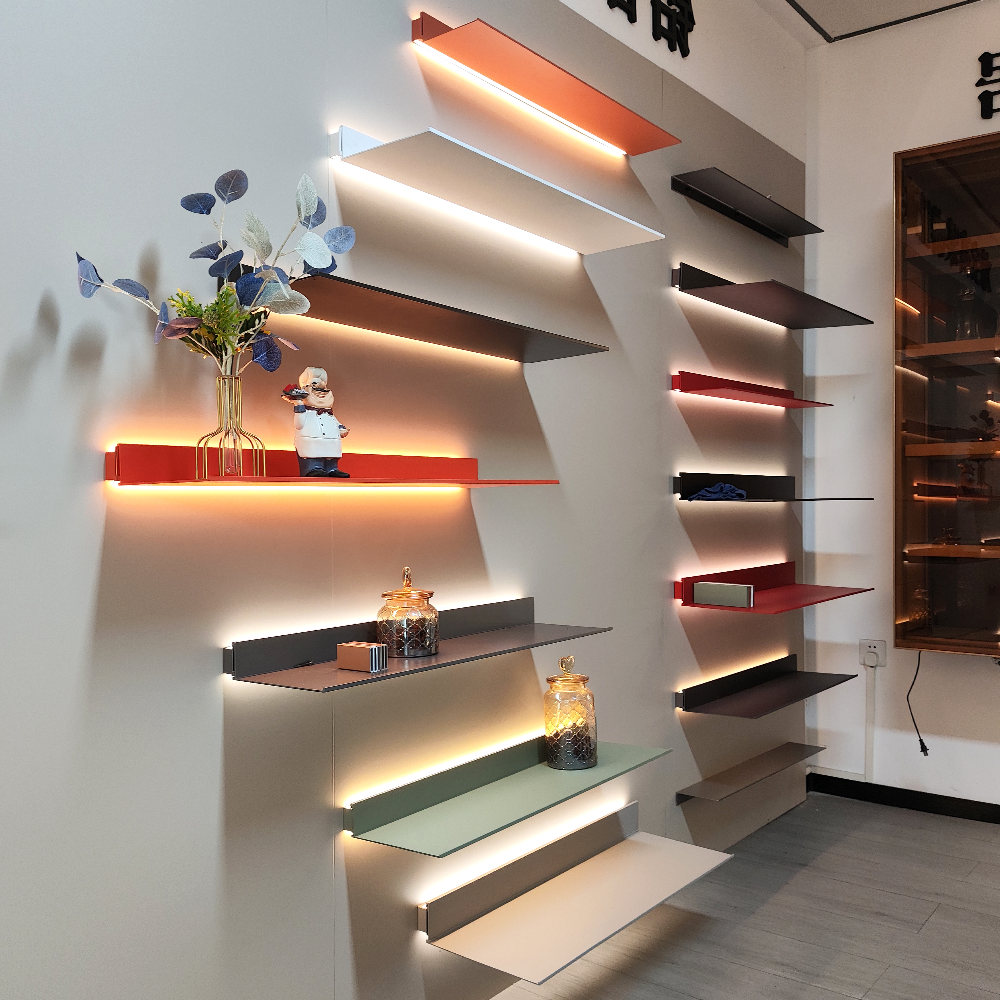 Aluminum Fixed Concealed Small Floating Wine Bar Shelf Kitchen For Wall Decor Floating Shelves With Brackets