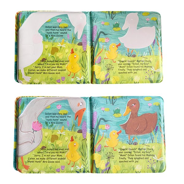 Esummi Animal Bath Toys Set, Brave Duck PEVA Baby Bath Book with Toys, Educational Books for kids