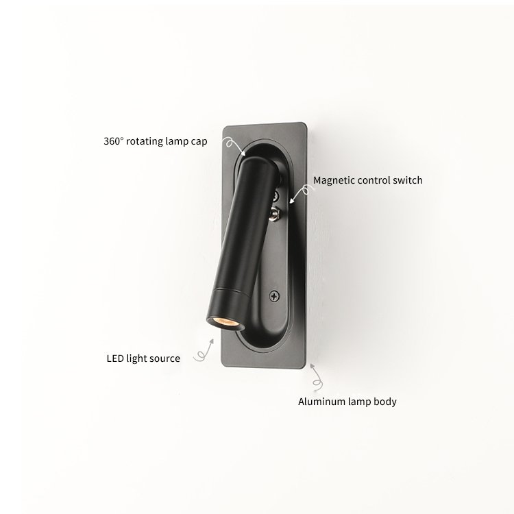 Hotel bedroom minimalist automatic switch embedded bedside wall lamp