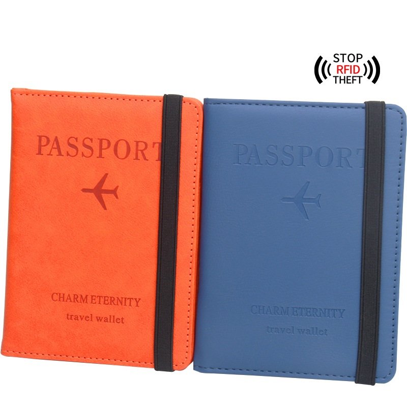 Custom RFID Anti Magnetic Strap Passport Cover Pu Passport Holder Purse Case For Bank Visa Id Card And Passport Book Protectors