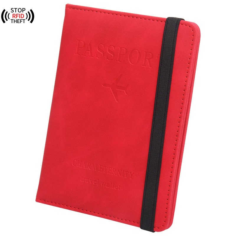 Custom RFID Anti Magnetic Strap Passport Cover Pu Passport Holder Purse Case For Bank Visa Id Card And Passport Book Protectors
