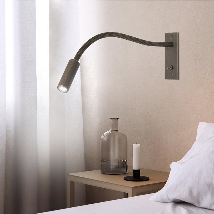 Hotel decoration recessed metal hose wall lamp with switch bedroom head led reading hose spotlights