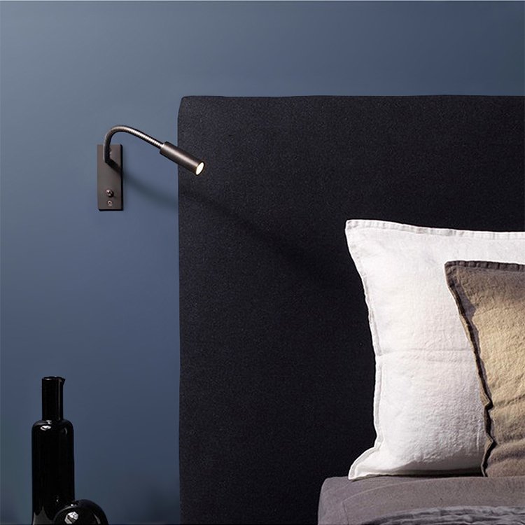 Hotel decoration recessed metal hose wall lamp with switch bedroom head led reading hose spotlights