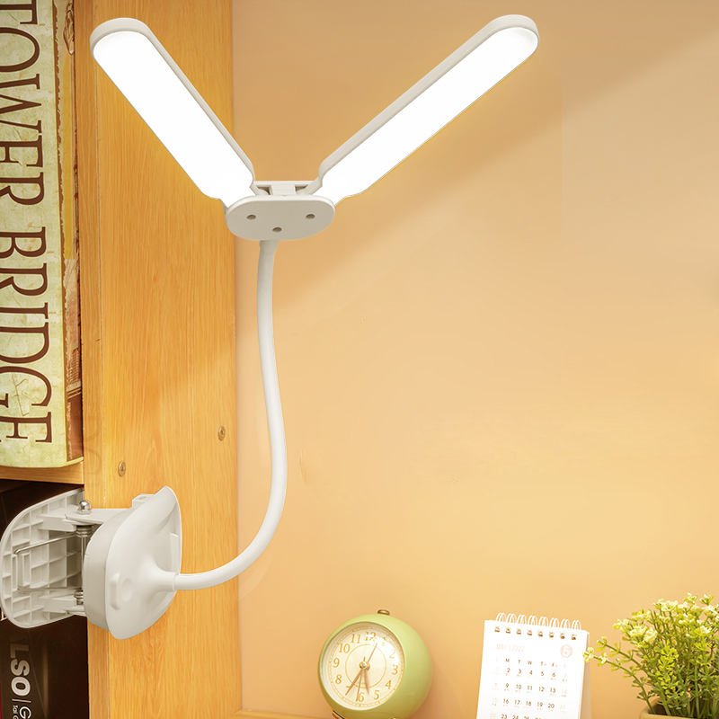 Modern Double Head Clip Lighting Desk Lamp Study Eye Care Flexible Neck Touch Control Reading Book Light LED Clip Table Lamp