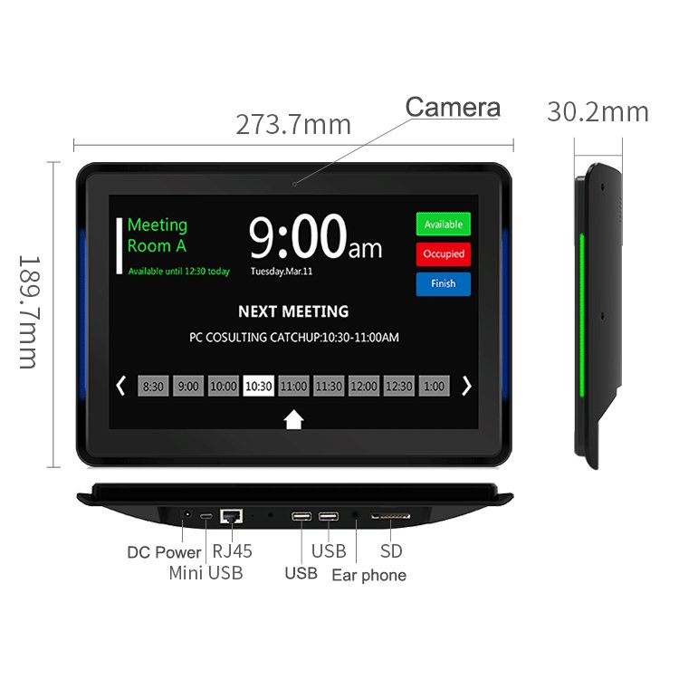 Meeting Room 10.1 Inch Android Interactive Touch Screen Poe Wall Mount Display Adjustable LCD Lighting Smart Conference Tablet
