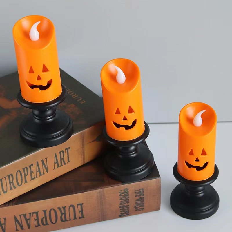 Halloween Pumpkin LED Electronic Candle Lamp Creative Oil Lamp Nightlight New Wind Decorative Candlestick Ornament Night Lights