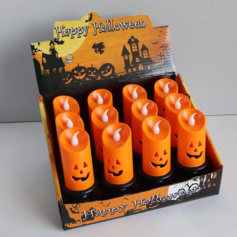 Halloween Pumpkin LED Electronic Candle Lamp Creative Oil Lamp Nightlight New Wind Decorative Candlestick Ornament Night Lights
