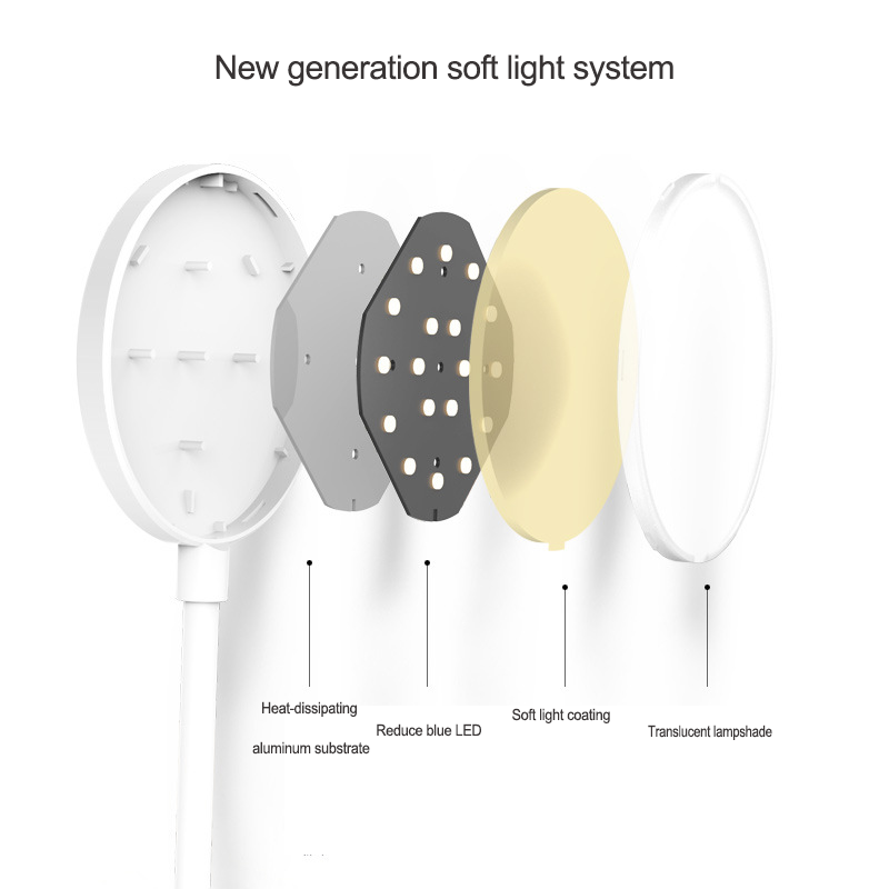 USB Rechargeable LED Touch 3 Modes Clip Desk Lamp Eye Protection Table Lamp Small Living Room DC Plastic Modern DC 5V Mt 800 100