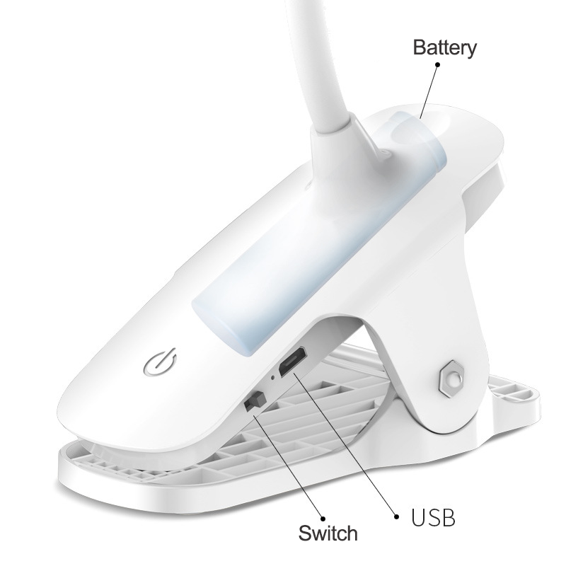 USB Rechargeable LED Touch 3 Modes Clip Desk Lamp Eye Protection Table Lamp Small Living Room DC Plastic Modern DC 5V Mt 800 100