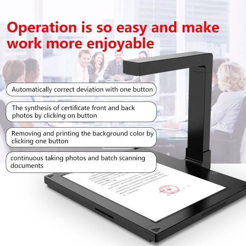 High Resolution 16MP A3 Portable Usb Ocr Book Document Camera Scanner With Multi Language Software