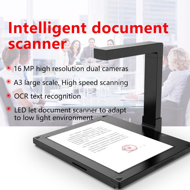 High Resolution 16MP A3 Portable Usb Ocr Book Document Camera Scanner With Multi Language Software