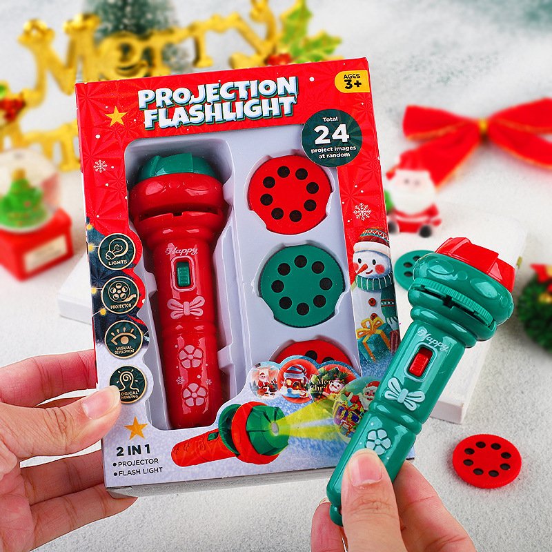 Children's Early Education Projection Flashlight Baby Puzzle Toy Santa Claus Luminous Pattern Christmas Gift