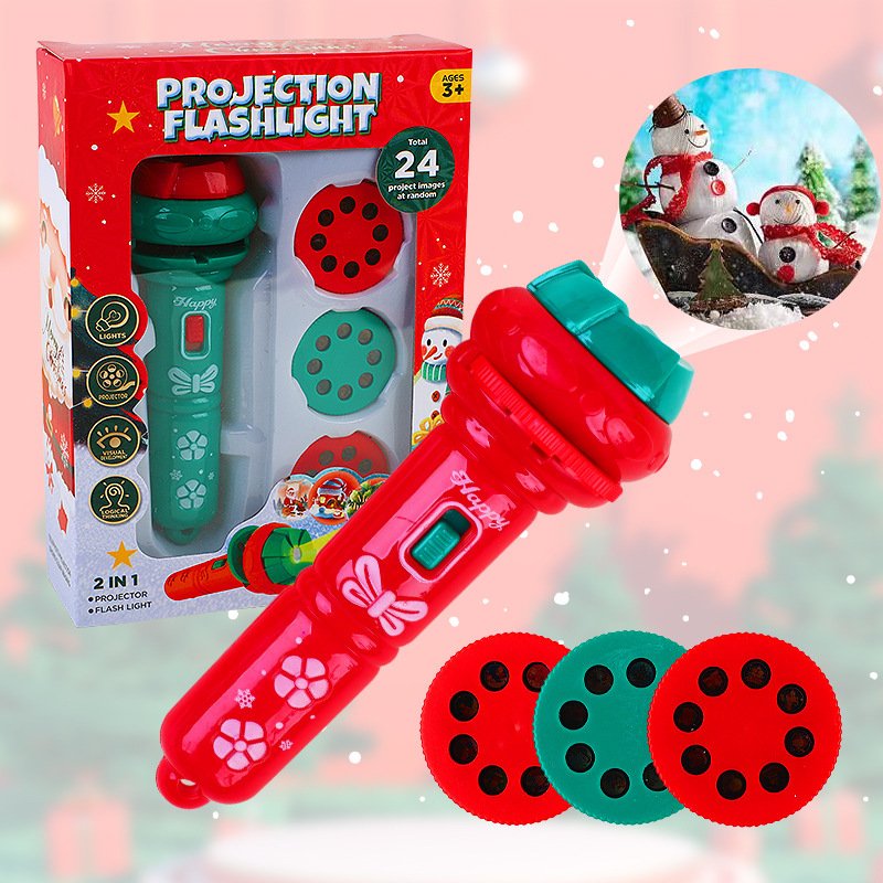 Children's Early Education Projection Flashlight Baby Puzzle Toy Santa Claus Luminous Pattern Christmas Gift