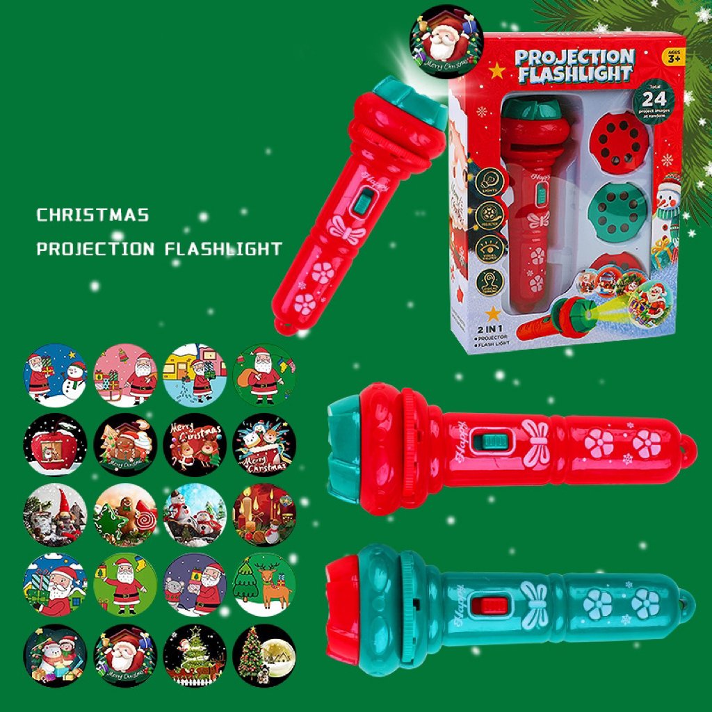Children's Early Education Projection Flashlight Baby Puzzle Toy Santa Claus Luminous Pattern Christmas Gift