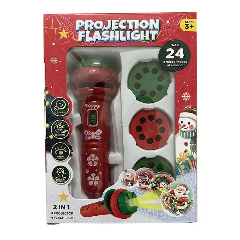 Children's Early Education Projection Flashlight Baby Puzzle Toy Santa Claus Luminous Pattern Christmas Gift