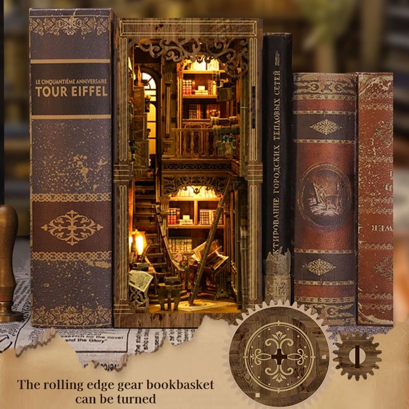 Wholesale UV printing Antique book collection room story book nook magic house library house DIY book nook up