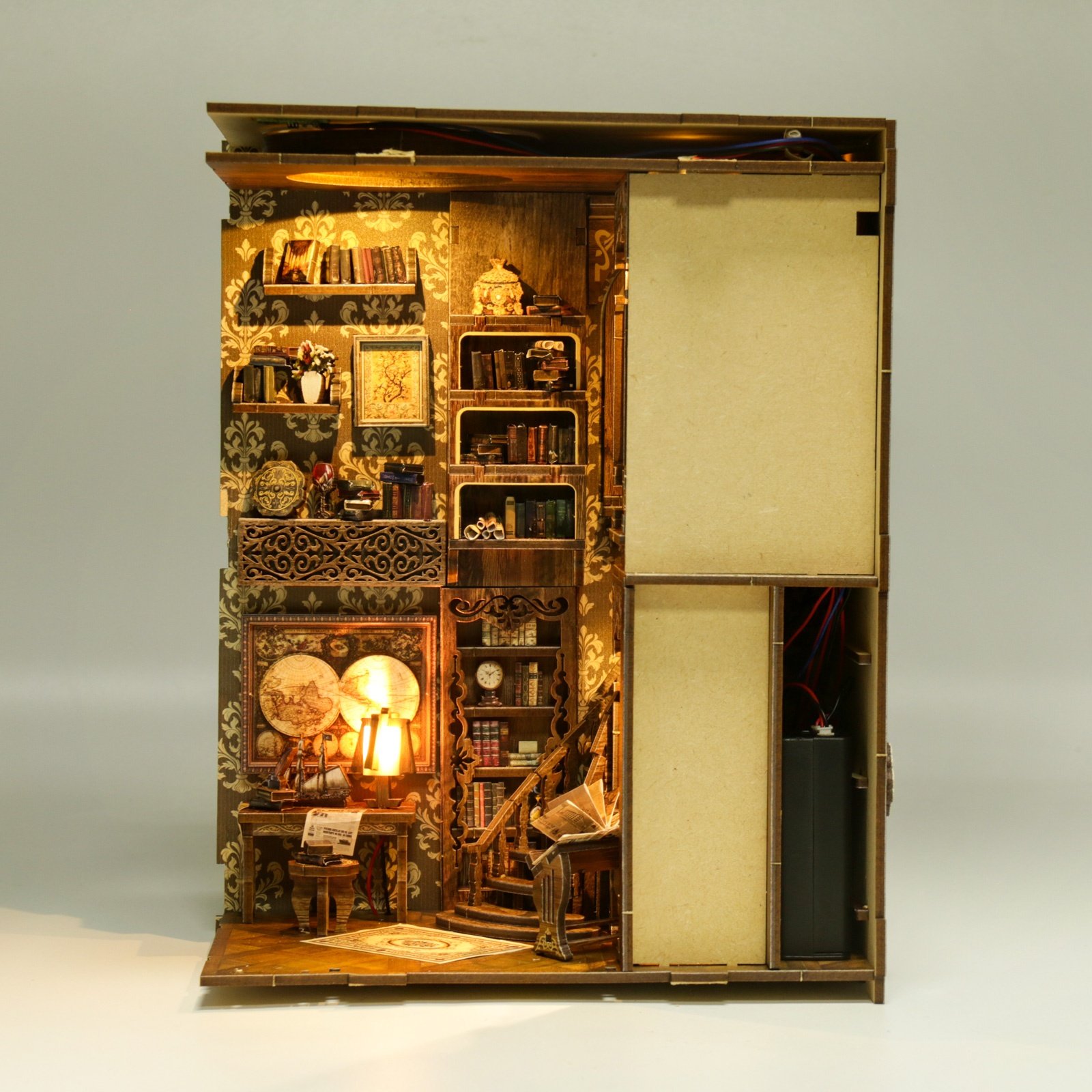 Wholesale UV printing Antique book collection room story book nook magic house library house DIY book nook up
