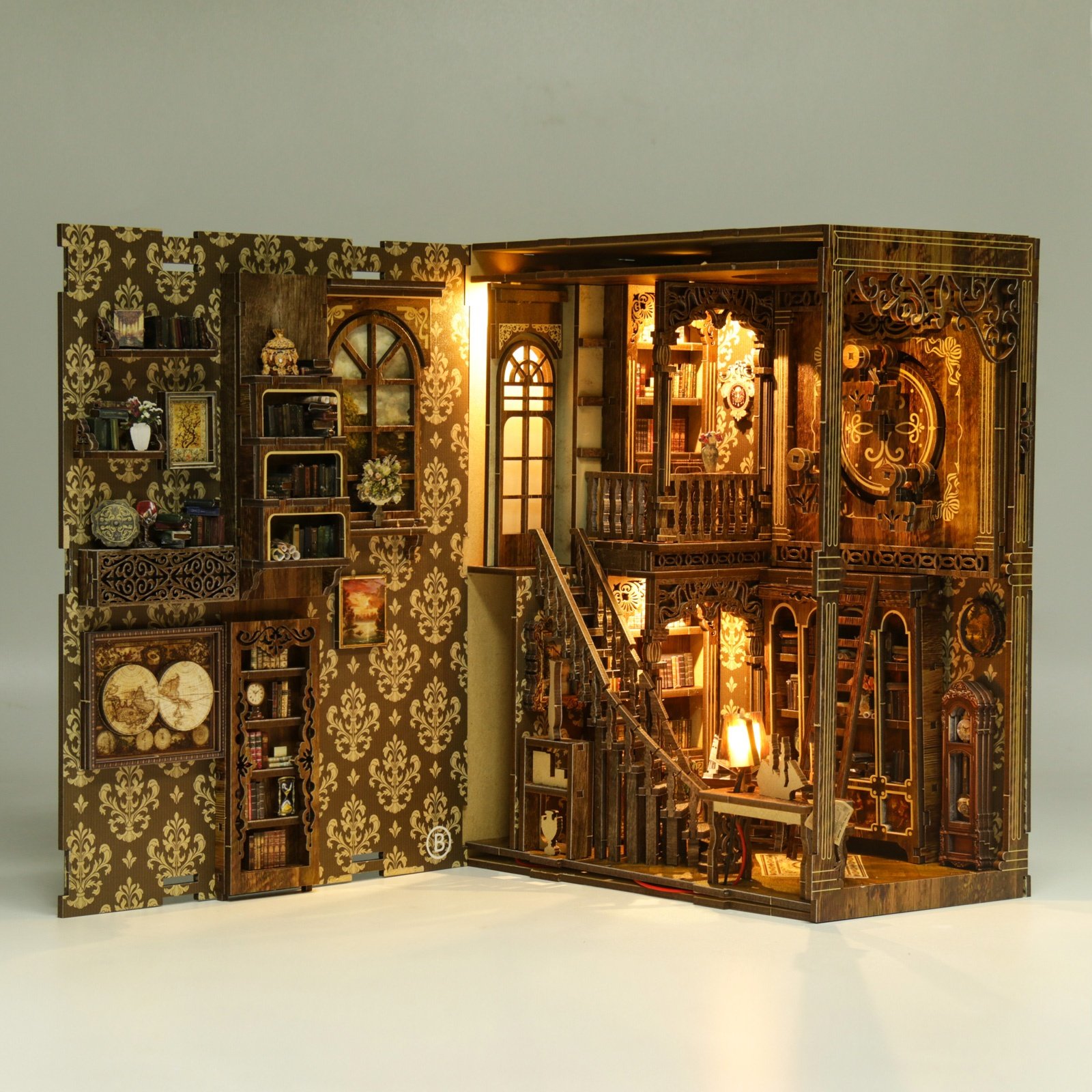 Wholesale UV printing Antique book collection room story book nook magic house library house DIY book nook up