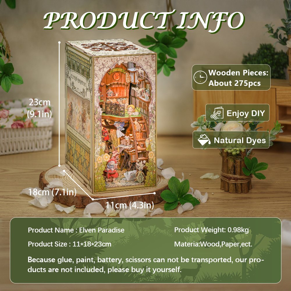 CuteBee 3D Wooden Puzzle Flower Forest Concert Handmade Craft Dollhouse with Light Building Model Doll House for Girls Book nook