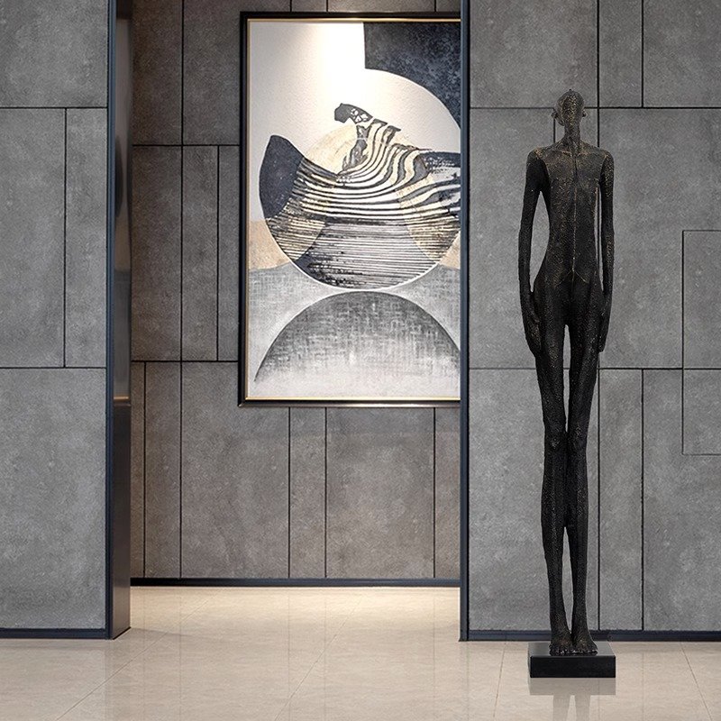 interior resin led standing lighting sculpture manufacture modern human body abstract art man sport indoor decor floor lamps