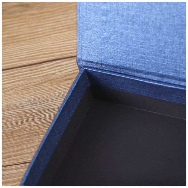foam insert candle key jewlery box packaging customized rigid foldable small closure light blue linen book magnetic gift box