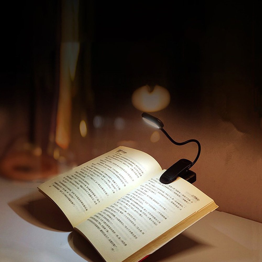 Senya-Pro 5 LED Light AAA Battery Operated 30 Lumen Flexible Clip Reading Lamp in Bed and Portable Travel LED Book Light