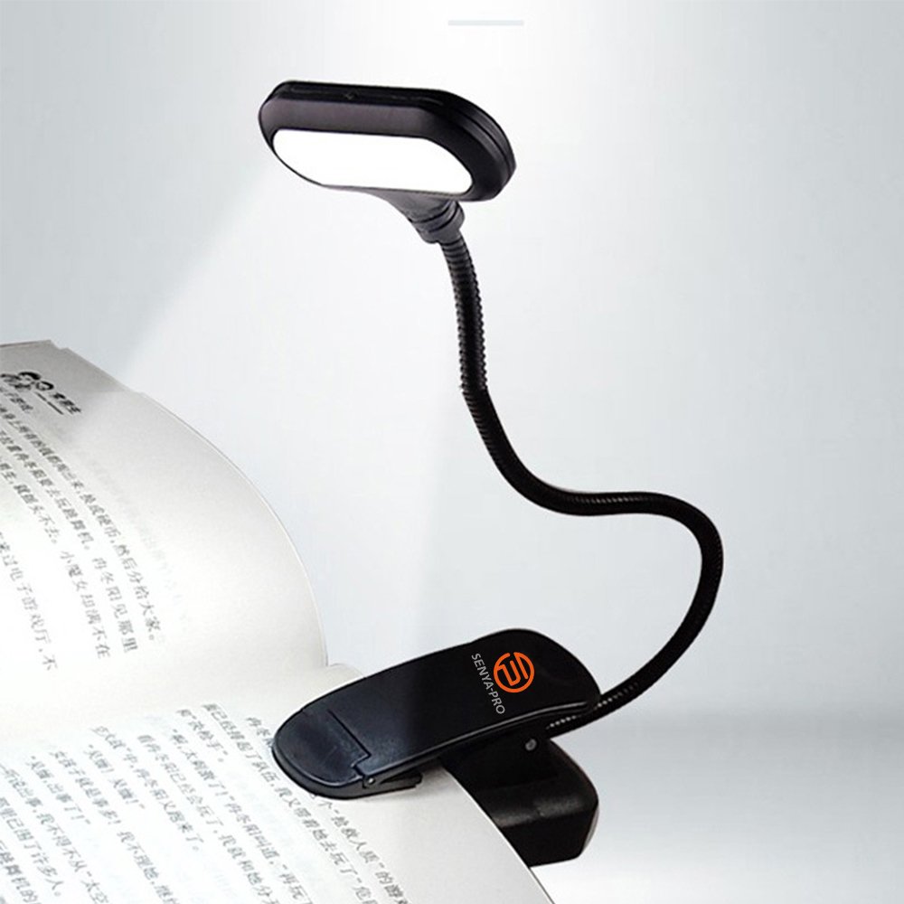Senya-Pro 5 LED Light AAA Battery Operated 30 Lumen Flexible Clip Reading Lamp in Bed and Portable Travel LED Book Light