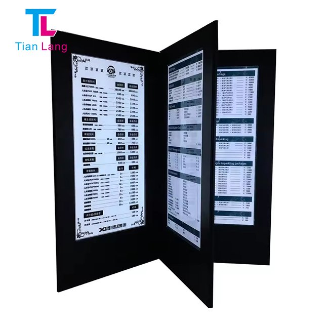 Hotel restaurant bar used leather menu holder / illuminated LED menu / light menu cover