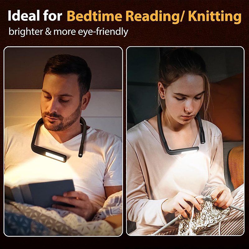 Neck reading light book lovers gift, rechargeable 2000mAh 10-80 hours eye friendly book light, birthday Christmas socks